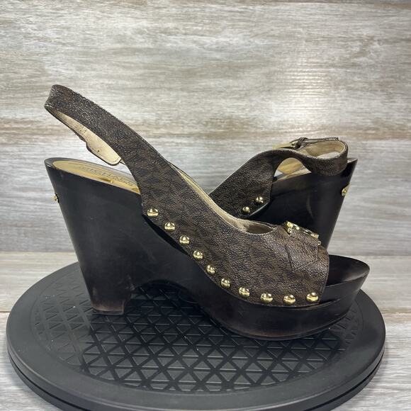 MICHAEL Michael Kors Women's Studied wooden Wedges Size 9 M - Picture 8 of 9